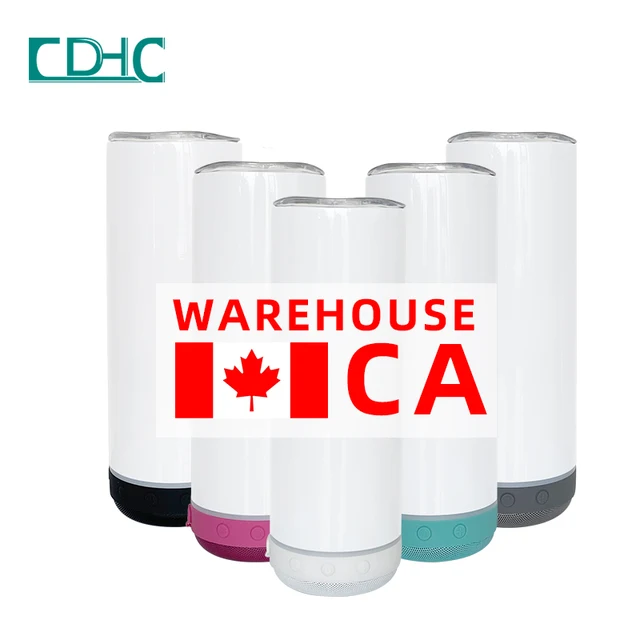 CA Warehouse in stock 20oz double wall insulated vacuum sublimation wireless music smart speaker tumbler