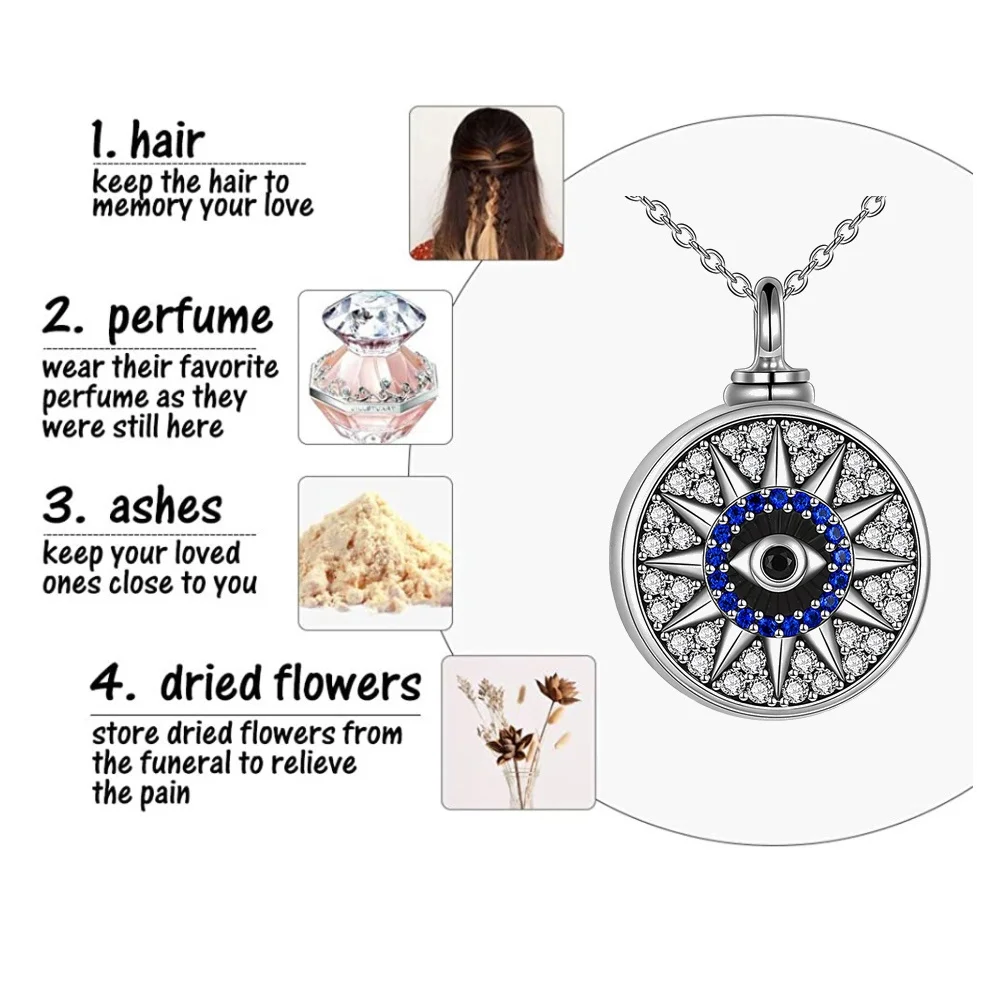 Eye Pendant Necklace for women man keepsake Cremation jewelry for ashes pendant exquisite jewelry keepsake gift -With funnel fil