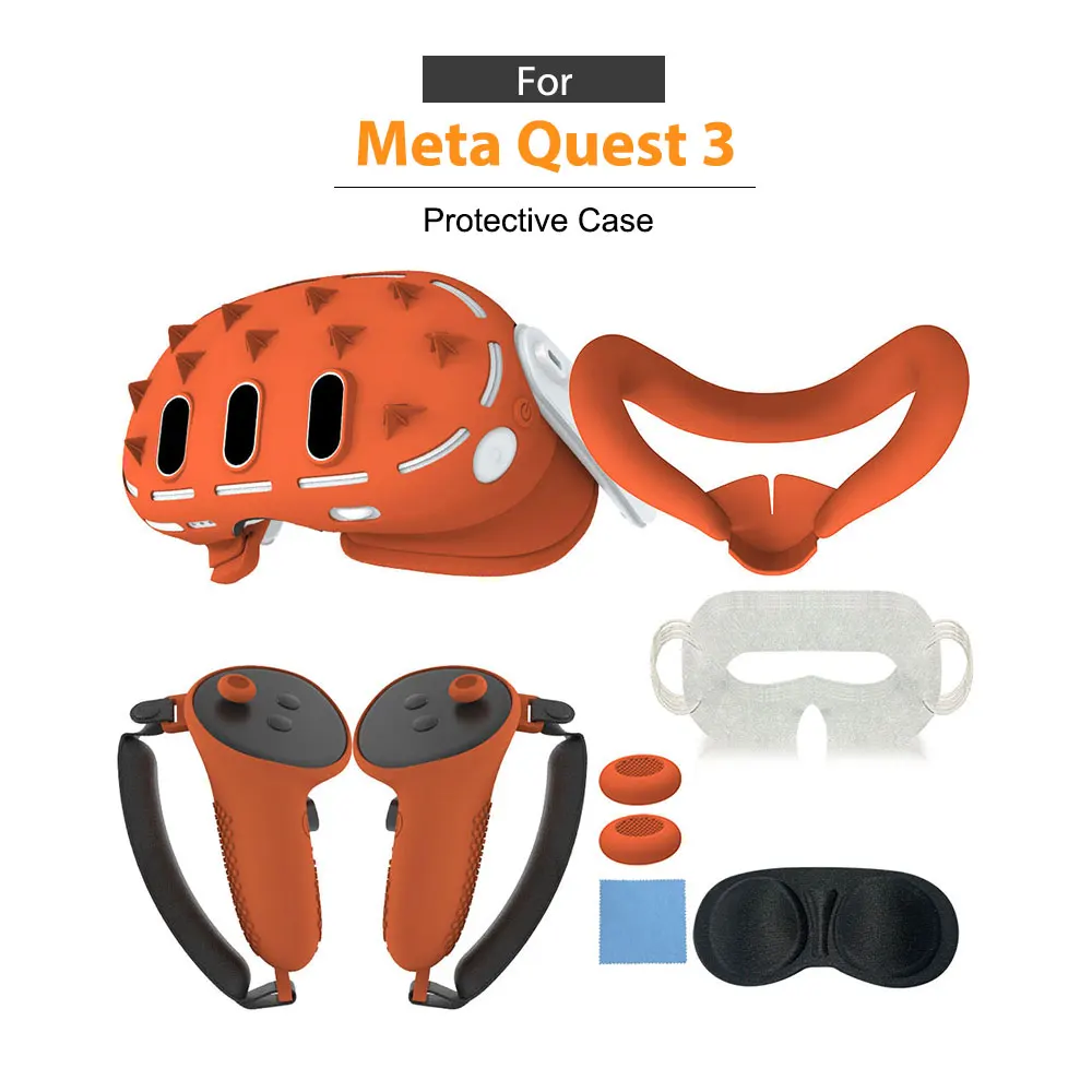Vr Case For Meta Quest 3 Accessories Video Gaming Silicone Cover Mask Grip 7 Pieces Set Breathable Face Protection Controller manufacture