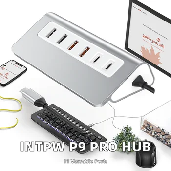 Intpw P9 PRO 10Gbps 9-in-1 USB-C Hub for 4K 60Hz PD 100W 2 Type-A 2.0 SD TF Aluminum Docking Station detail image