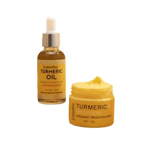 Calantha Turmeric Skincare Set Face Cherry Blossoms Hyaluronic Acid Anti-Aging Lightening Moisturizing Nourishing Whitening