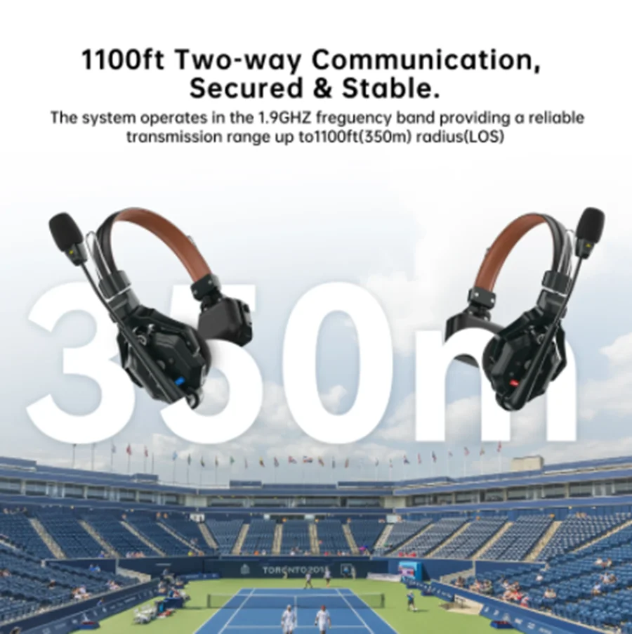 Hollyland Solidcom C1 Pro Audio Video Accessory ENC Noise Cancellation 1100ft Full Duplex Wireless Intercom Headset for Team