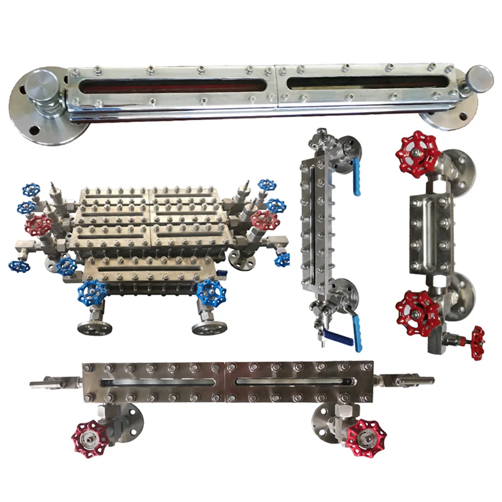 Glass Plate Level Gauge with Cast Body and Cock Valve Reflex/ Transparent Boiler Sight Glass Water Level Indicator for tank