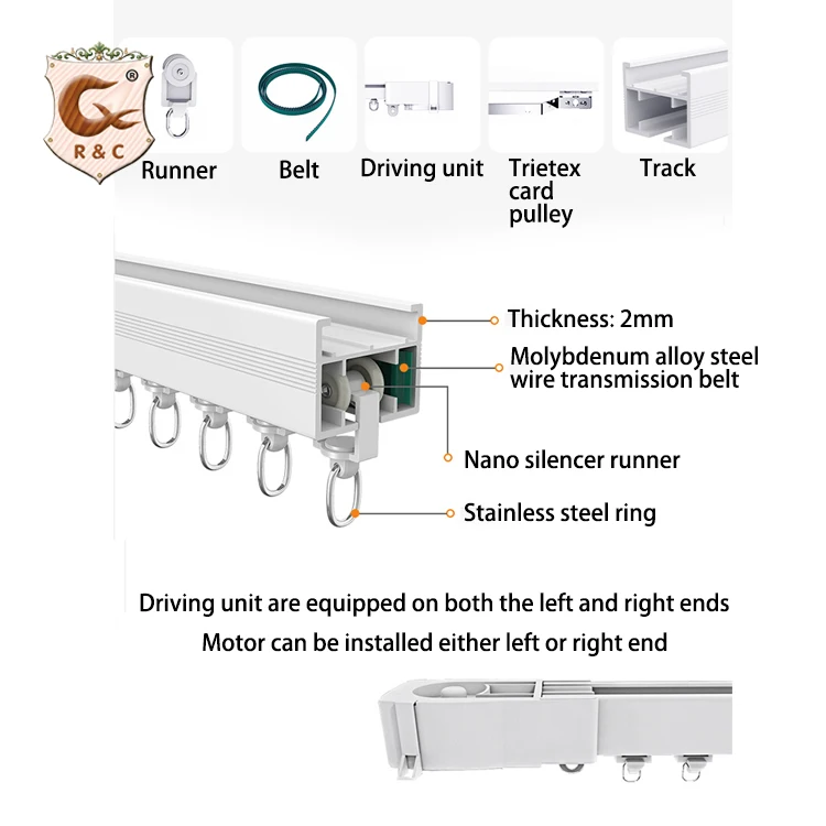 Manufacturer Smart Motor Double Ceiling Motorized Curtain System Track