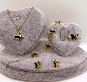 Custom Fashion Jewelry Set Butterfly Tassel  Gold Plated Jewellery Earrings and butterfly Necklace Set Jewelry