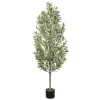 Green Potted Artificial Olive Trees With Fruits