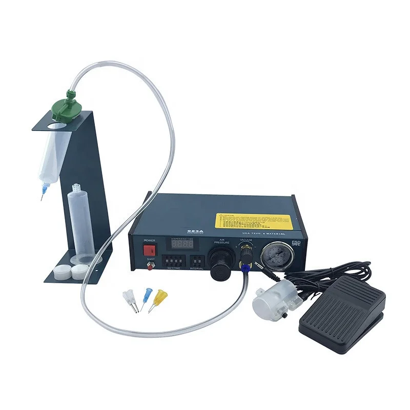 Epoxy Resin Dispensing Machine Full-Automatic Glue Dispenser FT-983 with 12pcs Glue Tips 3pcs Syringes