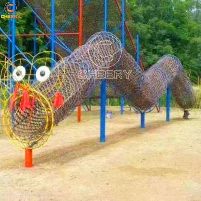 Small Playground Adventure Course Equipment Obstacle Courses Climbing Rope Net Bridge Kids Playground