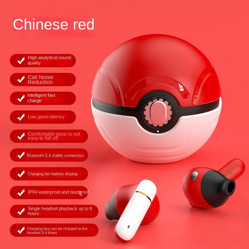 Pokemoned Pikachu True Wireless Blue--tooth Head-phones Elf Ball Boys and  Girls Festival Gift Cartoon Earplugs TWS Wheat