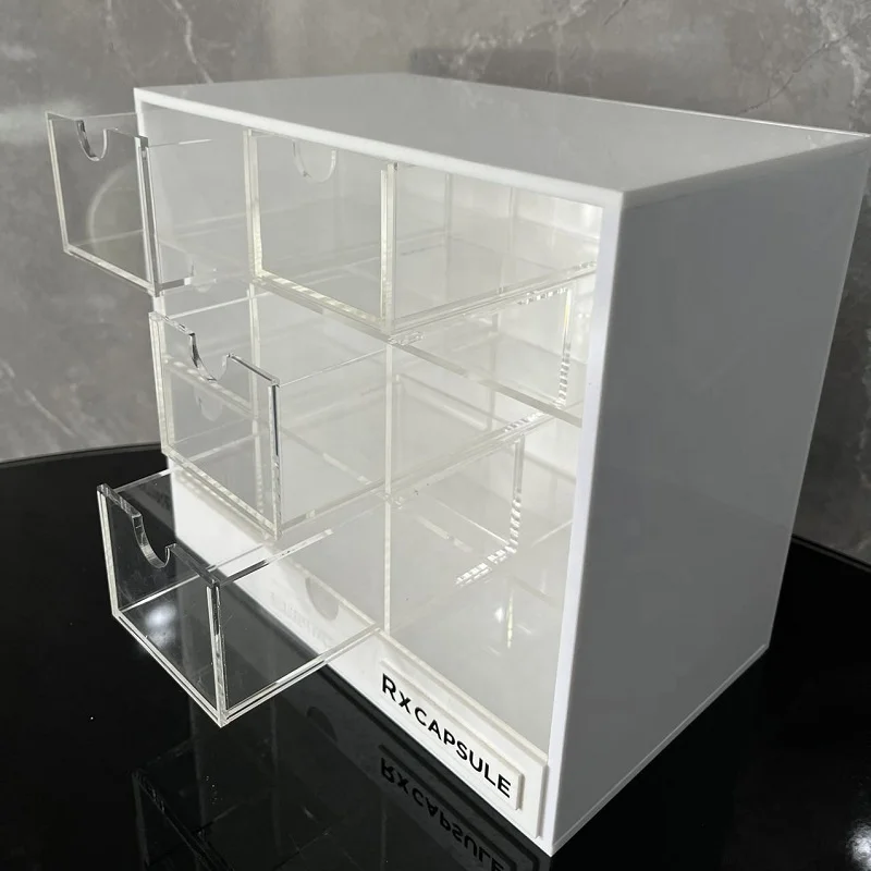 Customized 9 Compartment Acrylic Cosmetic Organizer Acrylic Make Up Organizer Storage Box