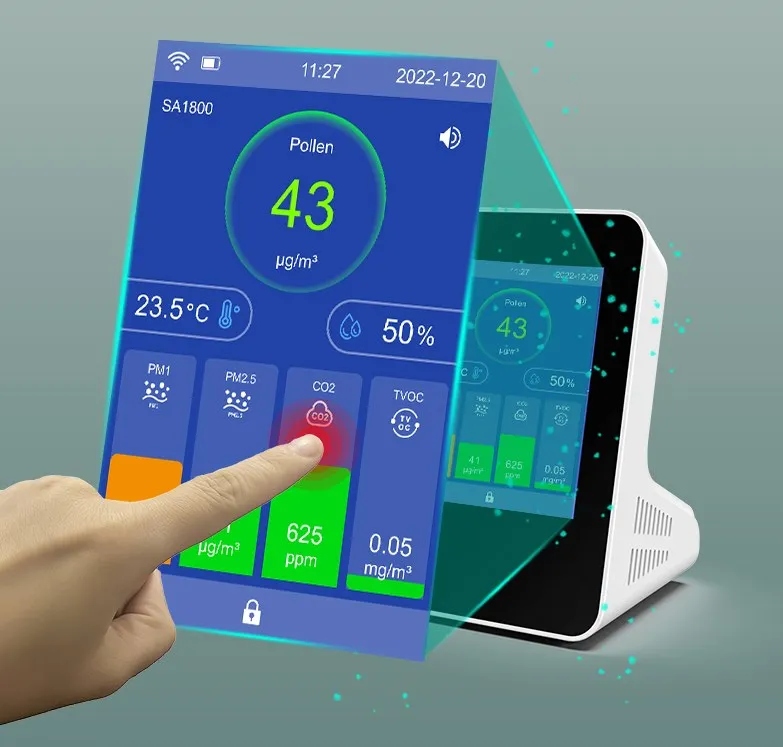 Монитор качества воздуха с приложением и Wi-Fi для CO2 PM1 PM2.5 PM10 HCHO TVOC детектор ЖК-дисплеем тип датчика быстрого реагирования