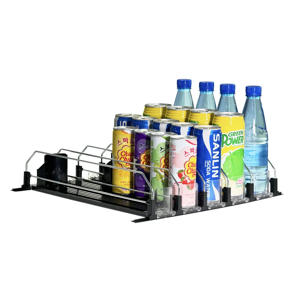 Upgrade Double Spring Loaded Soda Shelf Pusher Glide Automatic Smart Dispenser Beverag Bottle Display Drink Organizer for Fridge