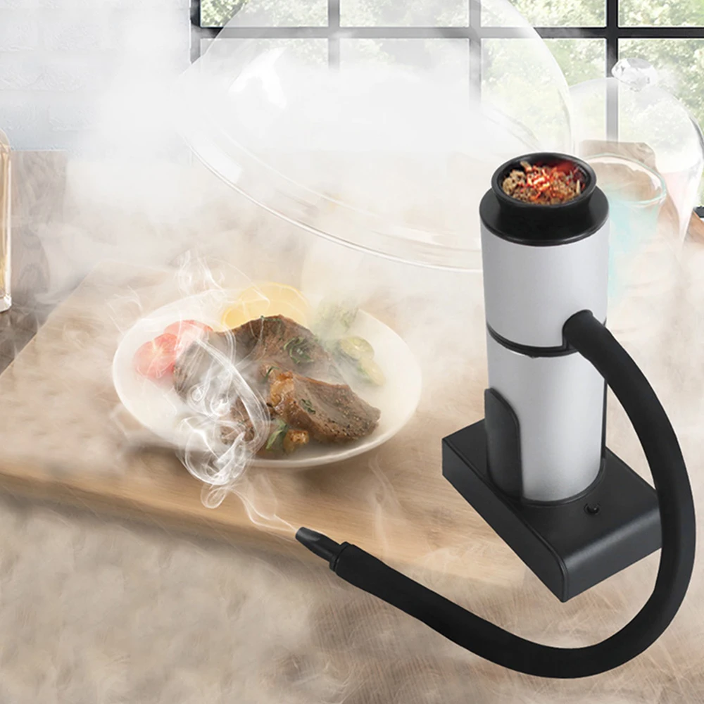 WADEO Smoking Gun, Mini fumoir, Pistolet à fumoir, Générateur de fumée  froide électrique portable, idéal pour les plats, les cocktails, la viande,  les boissons, les steaks, avec un couvercle de tasse 