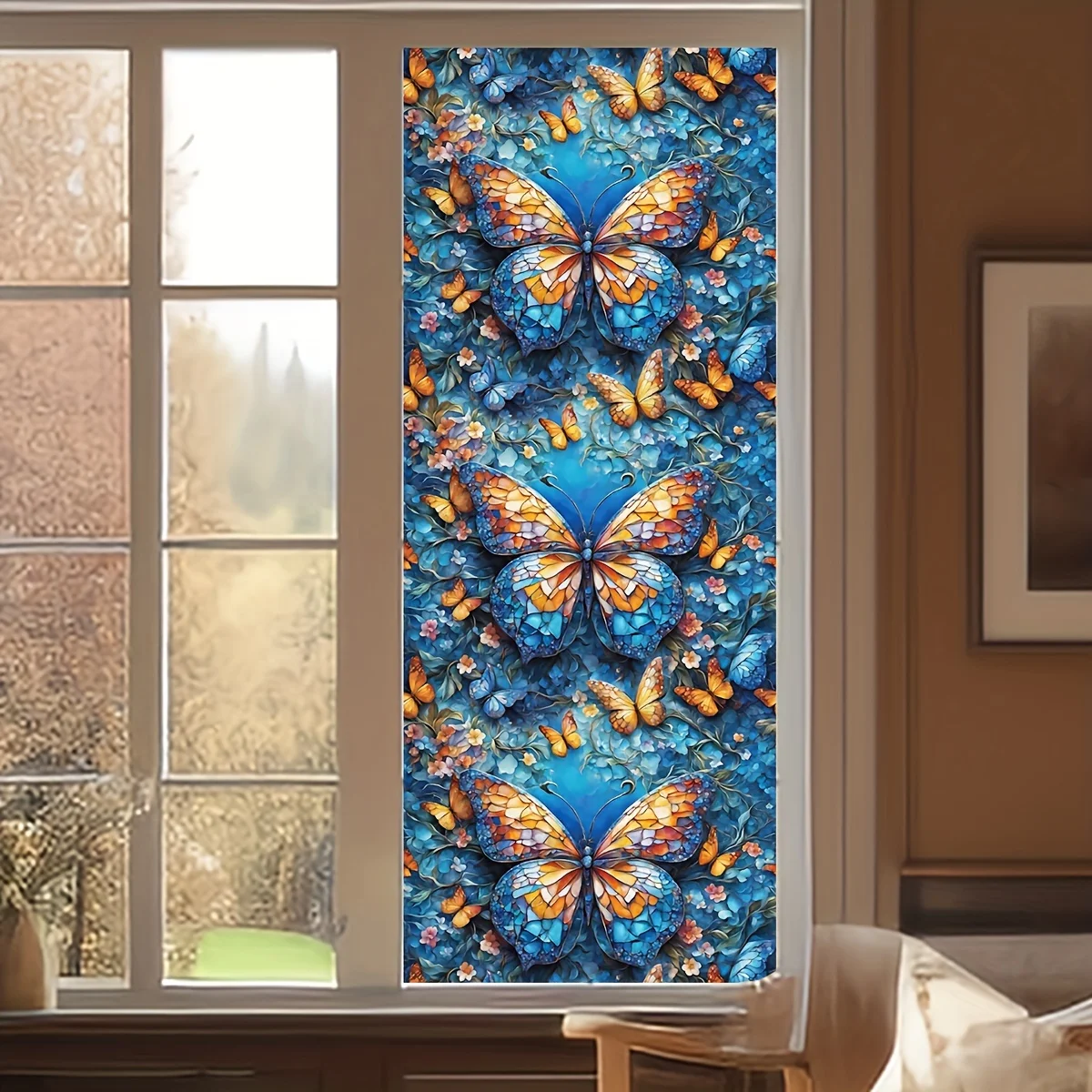 Красочные Ретро Цветы и птицы ПВХ электростатическое стекло наклейка неклейкая пленка на окно съемное украшение окна