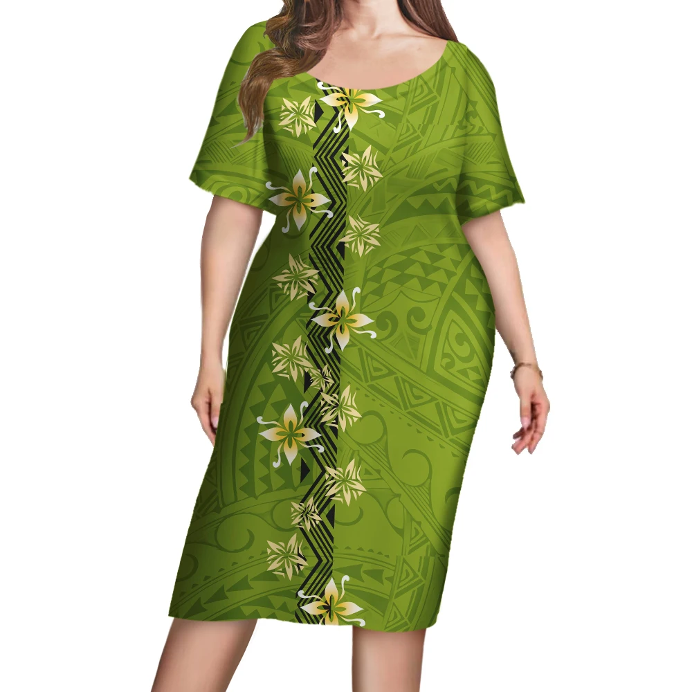 Low Price Hawaiian Polynesian Style Design Custom Vintage Half Sleeve Dresses Charming Large Size Night Women Gowns