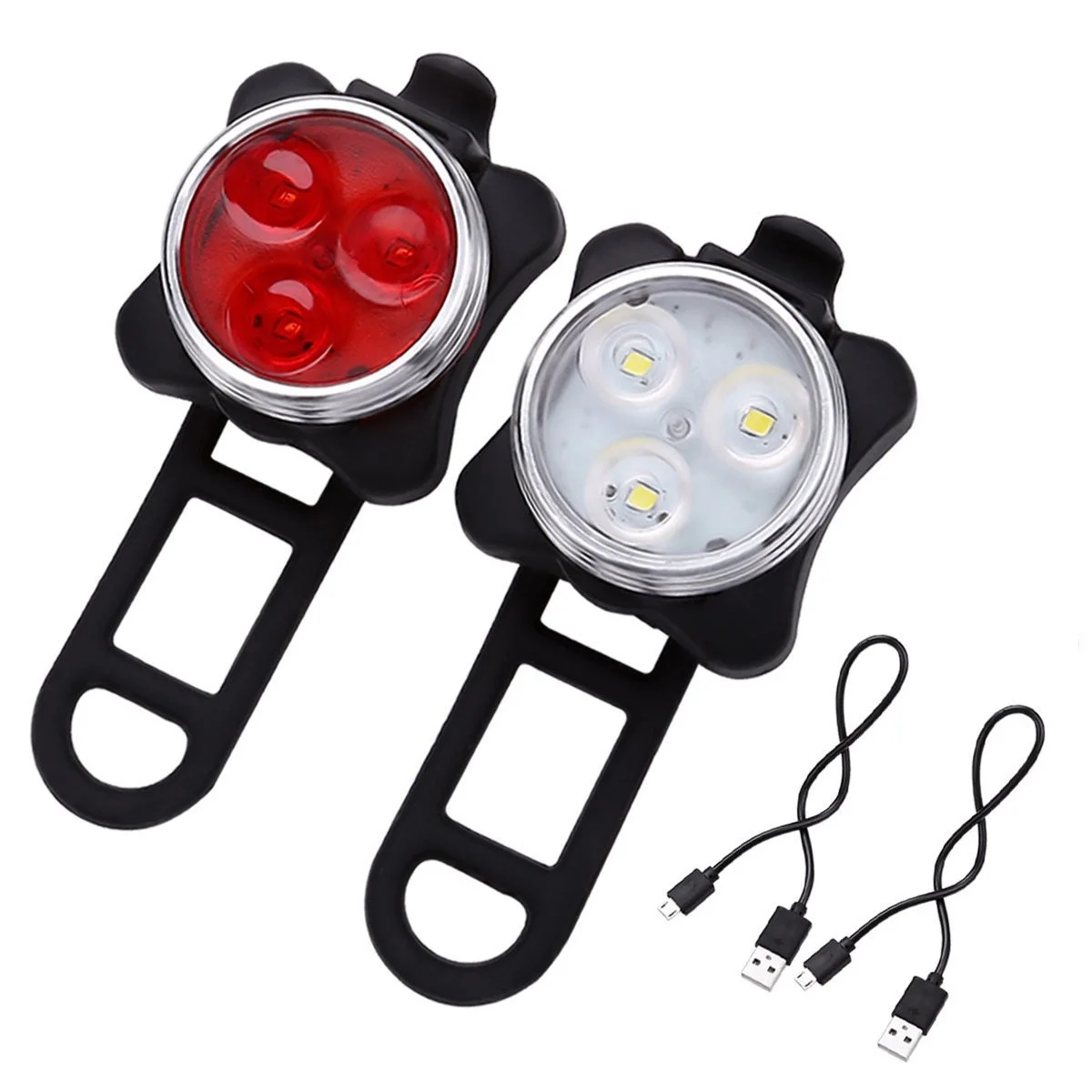 Hot selling LED bicycle light set USB rechargeable front light and tail light for bike