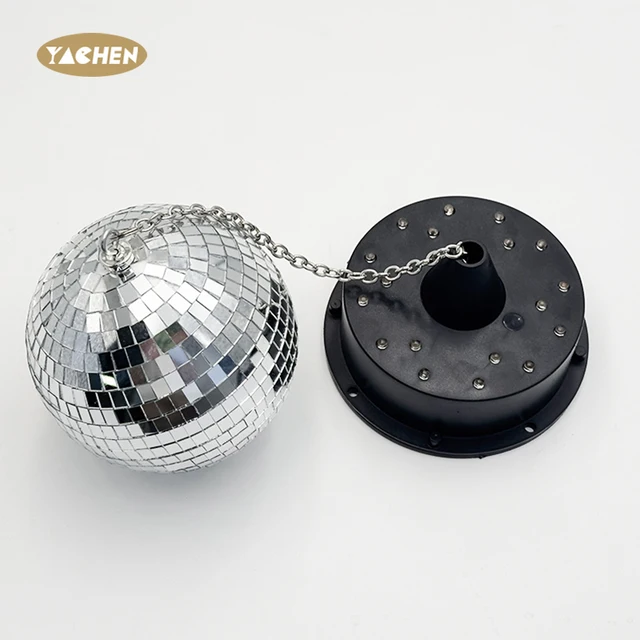 YACHEN new arrival mirror ball hanging 5RPM rotating disco ball with led light for bars wedding birthday disco parties decor