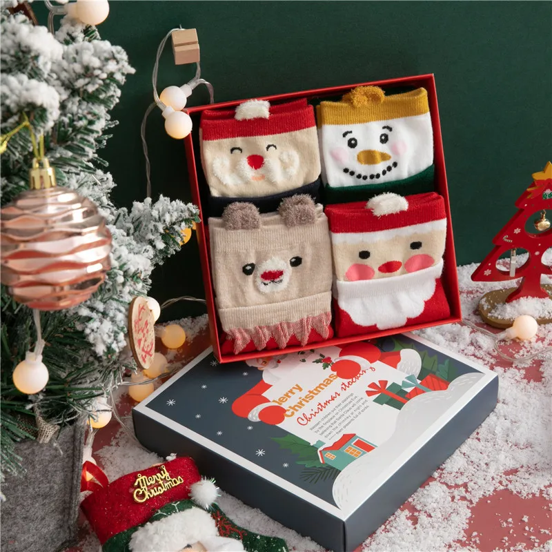 Праздник, лучший подарок на Рождество; Детские носки, 4 пар/кор. для женщин и детей, зимние носки Санта одежды из хлопка с изображением \