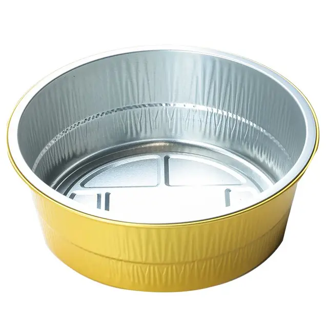 Exquisite 800ml Gold Foil Cake Tray Box Safety & Environmentally Friendly Aluminum Foil Bowl for Fruit & Bakery Products