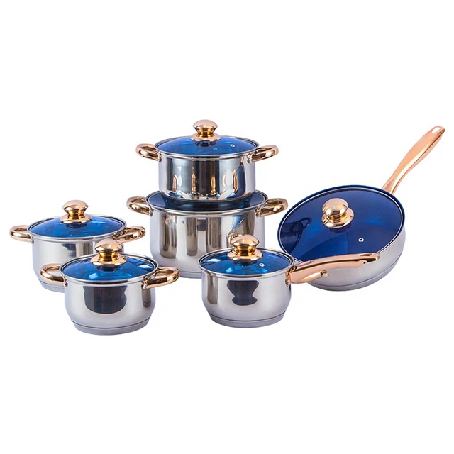 Кухонные принадлежности кухонная утварь 12pcs алюминиевая кастрюля кастрюли антипригарным наборы посуды из нержавеющей стали для приготовления пищи