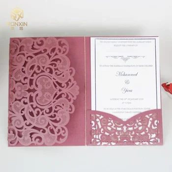 NEW Design Red Laser Cut Invitations Good Quality for wedding invitation greeting card
