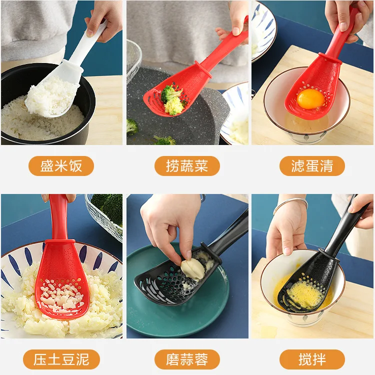 Хит продаж пластиковая многофункциональная кухонная ложка дуршлаг Картофельная лопата шлифовальная для измельчения