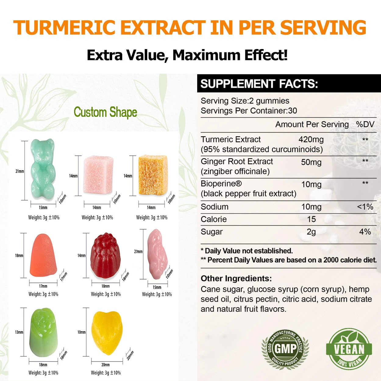 Anti Inflammatory Supplement for Joint Support for Adults Organic Turmeric Curcumin Gummies manufacture