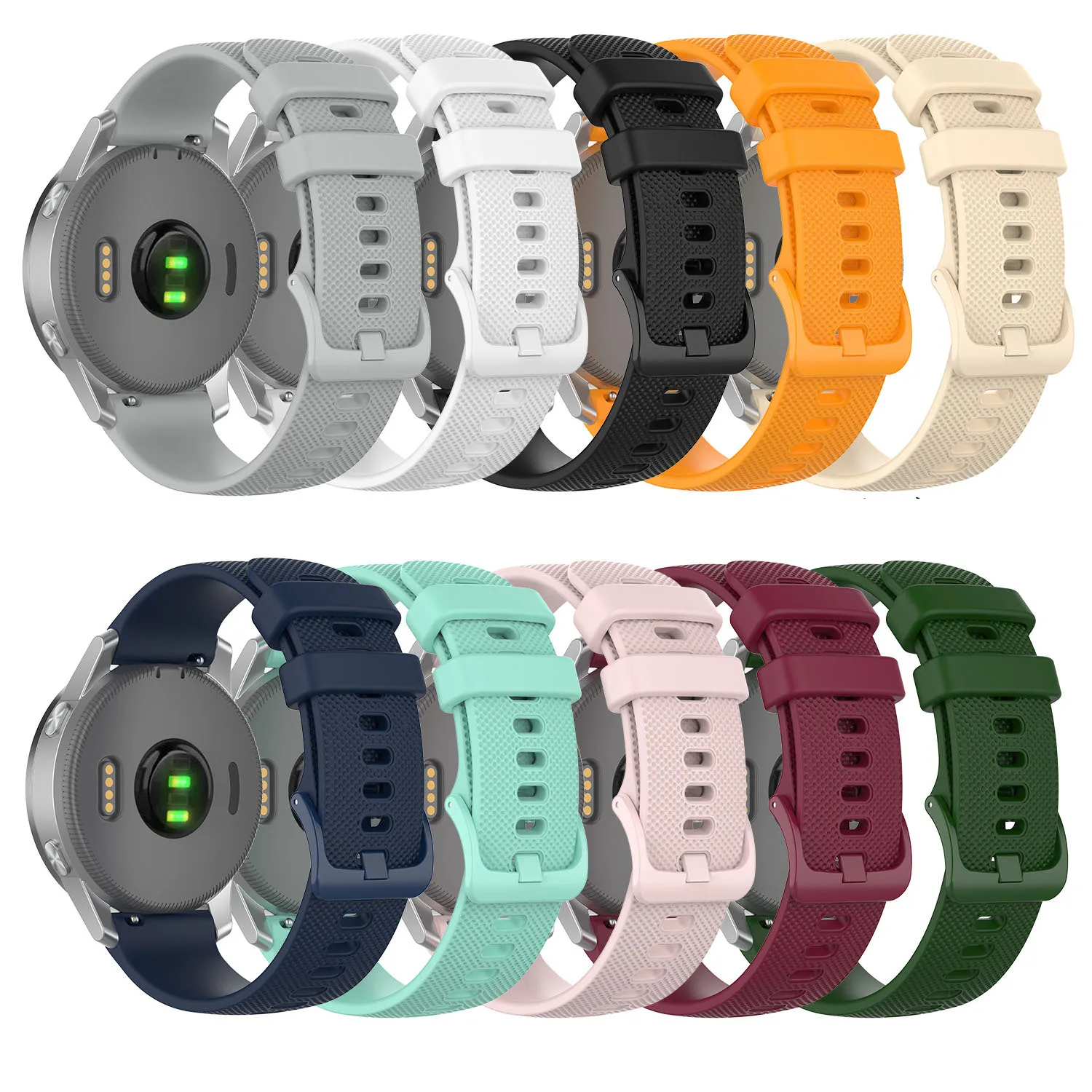 For Garmin Forerunner 265 22mm Sport Soft Silicone Strap Replacement ...