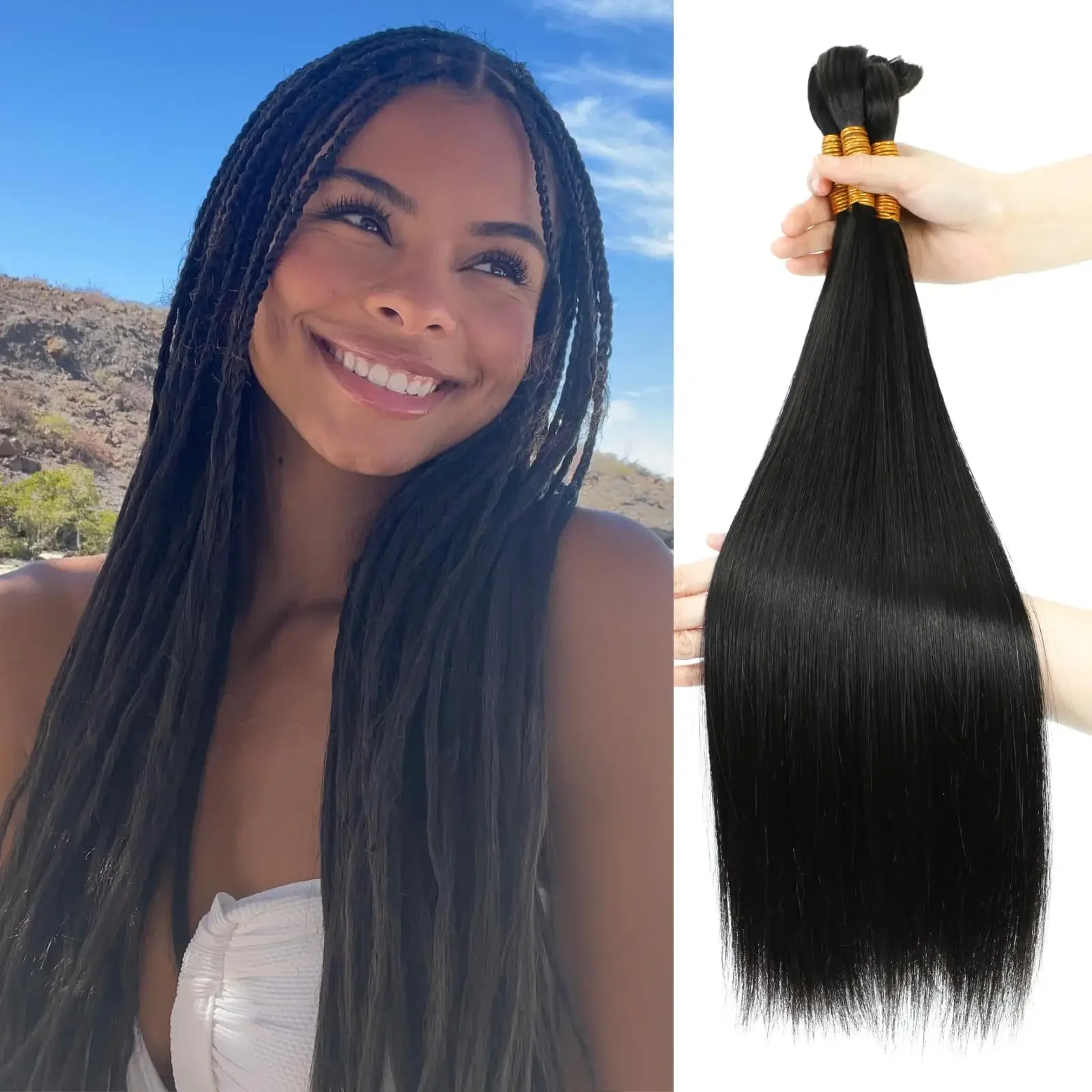 Brasilianisches Naturhaar-Bündel, geflochtene Verlängerung, vorblond, 16-24 Zoll_voghion.com