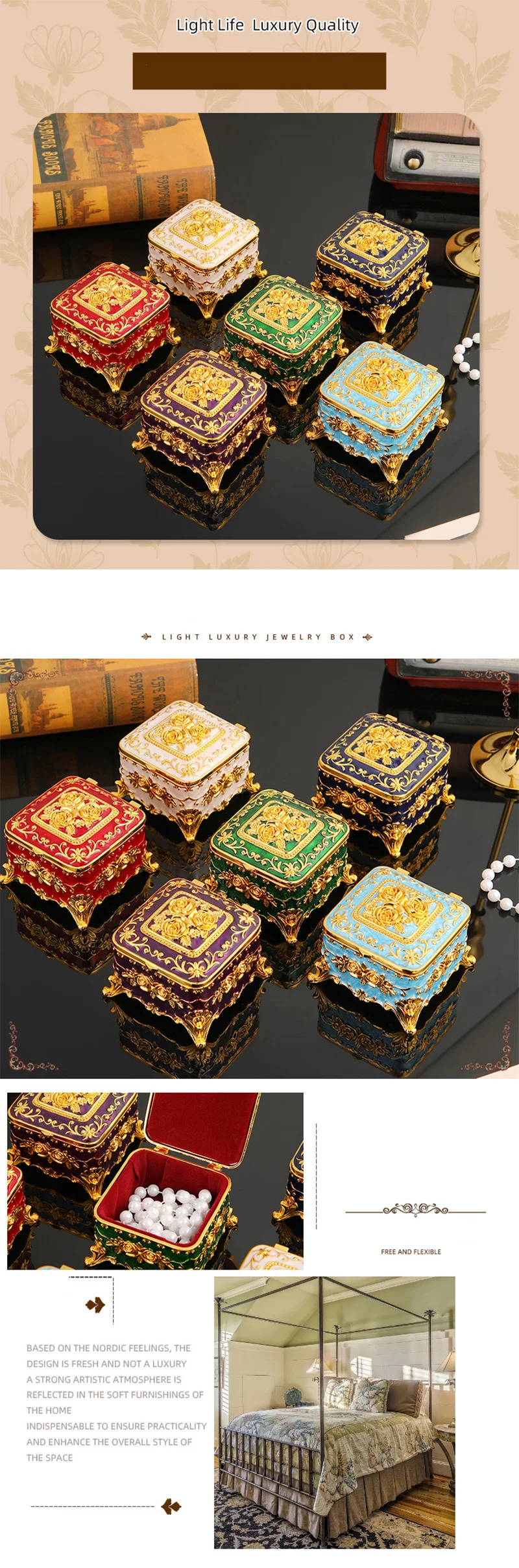 Handmade Metal Jewelry Box with Leather Satin Fabric Inserts for Gift ...