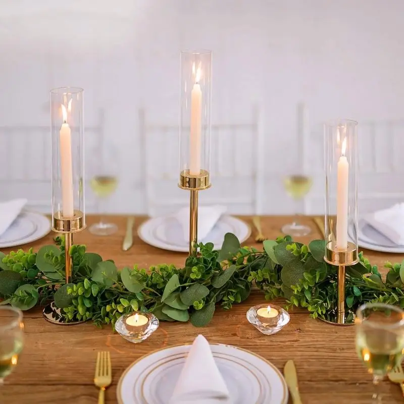 Modern High Quality Gold Iron Plated Glass Wedding Candle Holder and Stand Table Centerpiece for Wedding Party Decoration - Image 2