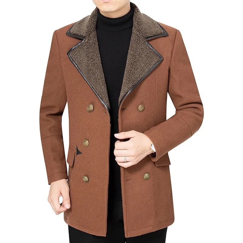 【SALE／74%OFF】 Men's Wool Blend Jacket, Stand Collar Windproof Pea Coat ...
