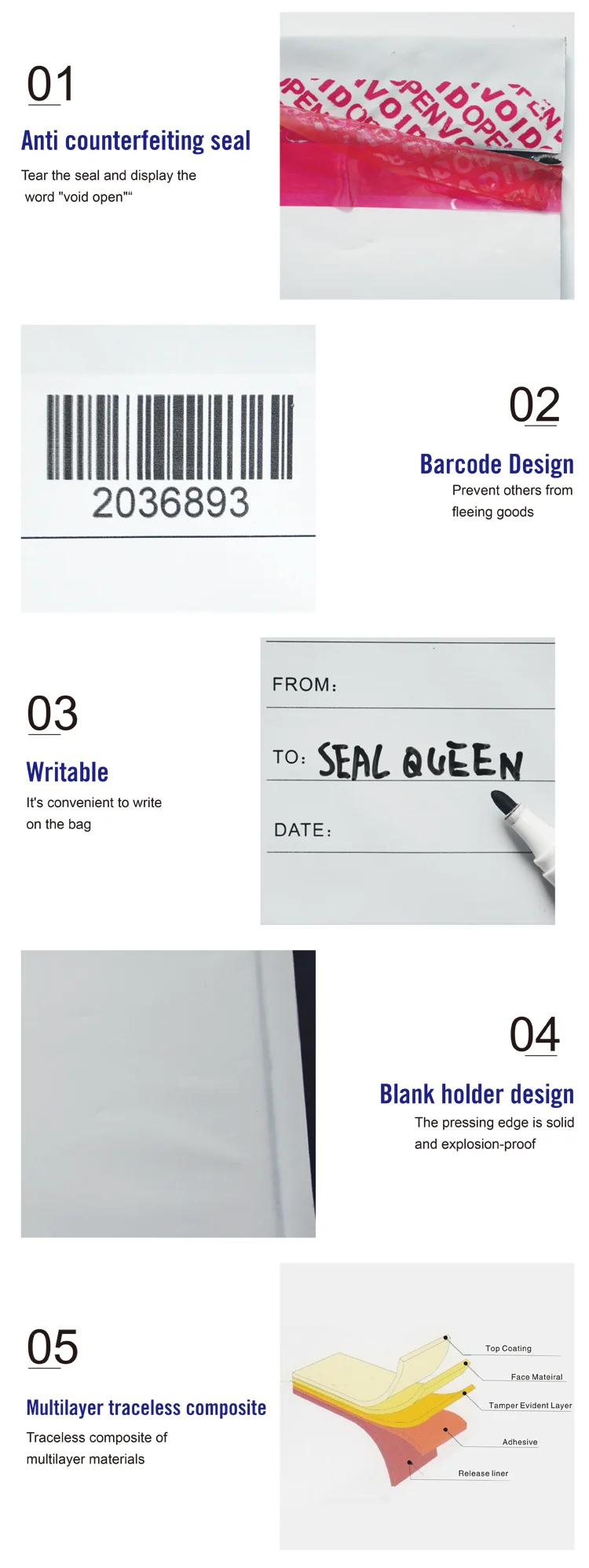 Wholesale Tamper Proof Mail Bag Plastic Security Envelopes Shipping Bag