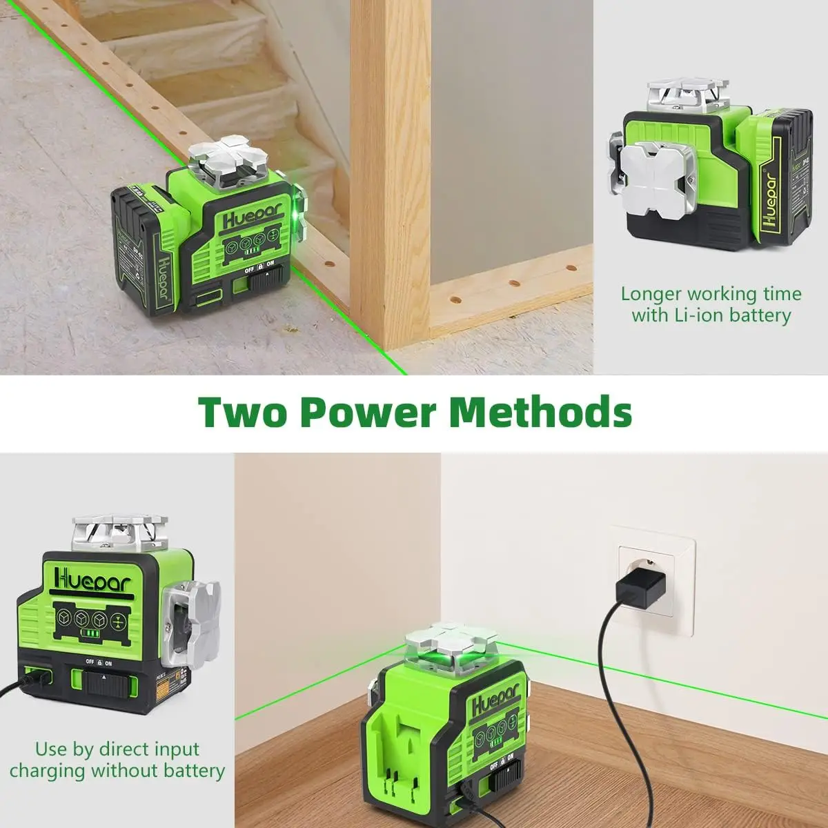 Huepar 3D Laser Levels P03DG 12 Line Green Laser Level