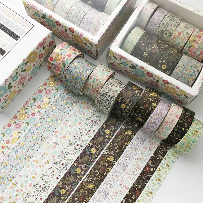 NEW Bulk 10pcs/Lot Decorative White Flowers and Leaves Washi Tapes for  Planner Adhesive Masking Tape Cute Stationery