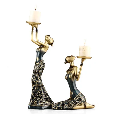 Candle Holder Home Decor African Woman Style Metal Tealight Stand Candlestick 