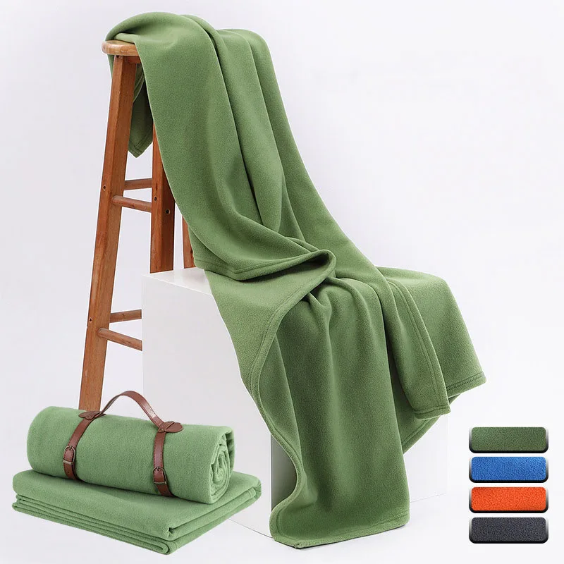 Wholesale Custom 100*150cm 300gsm Solid Color Warm Cozy Fabric Polar Fleece Blanket for Sofa Bed Camping Yoga