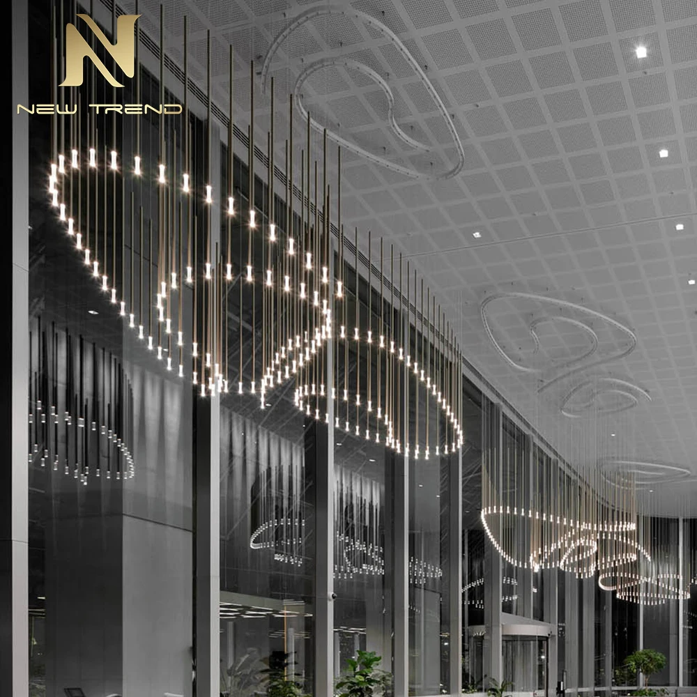 CPL-487 Bespoke Modern Linear Rod Suspension Lamp – Oversized Made-to-Order LED Sculpture for Commercial Projects