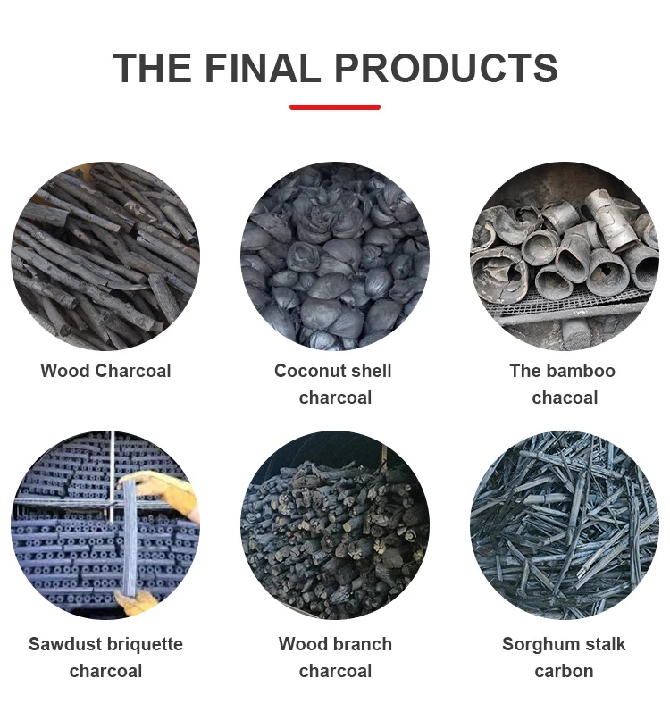 Good Price Charcoal Carbonization Furnace with Horizontal square Airflow Small Continuous Rotary air Flow Hoisting Type