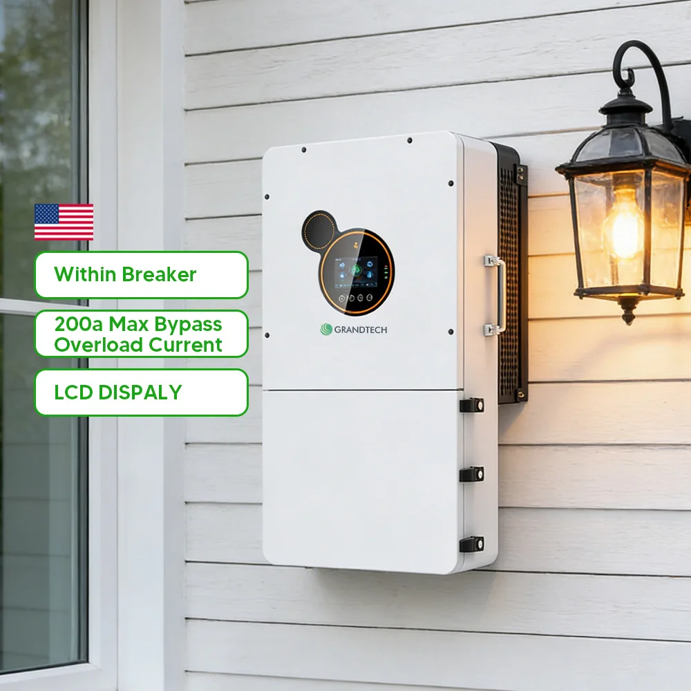Falownik słoneczny hibrydowy off-grid w magazynie w USA, 60 Hz, wszystko-w-jednym, dwufazowy falownik hibrydowy słoneczny o mocy 8 kW, 6 kW, 10 kW, 12 kW i 5 kW z wyzwalaczem nadprądowym