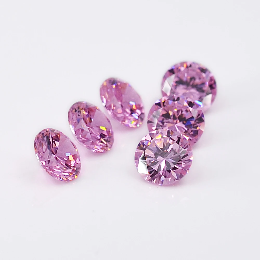 Round Shape CZ Gemstone Faceted Cut Loose Wholesale Dark pink