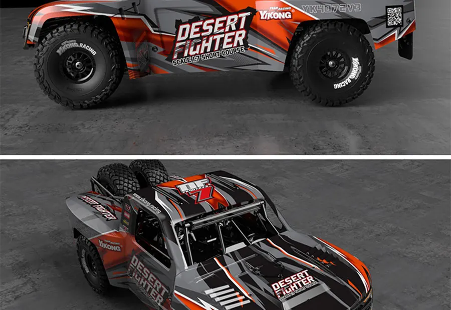 YK 1/7 4072v3 Rear Straight Bridge Desert Electric Short Truck Remote Control Car DF7 RC Remote Control Off-road Vehicle