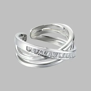 Fashion Rings Fine Jewelry Rings Trendy Irregular Alloy Silvery Zircon  Festival Holiday Engagement Marriage Rings for Girls