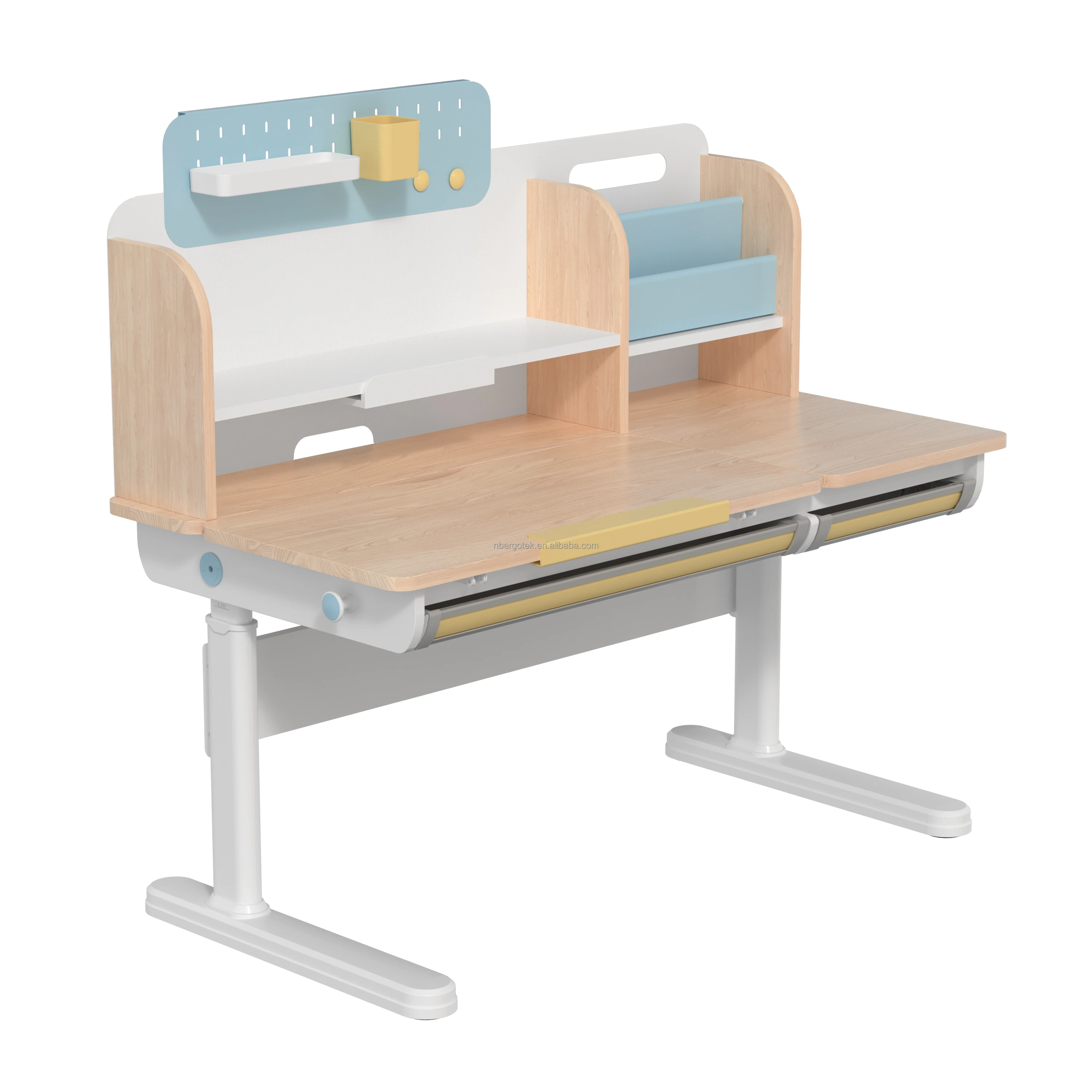 Height Adjustable Ergonomic Wood Children Learning Desk Chair Set With