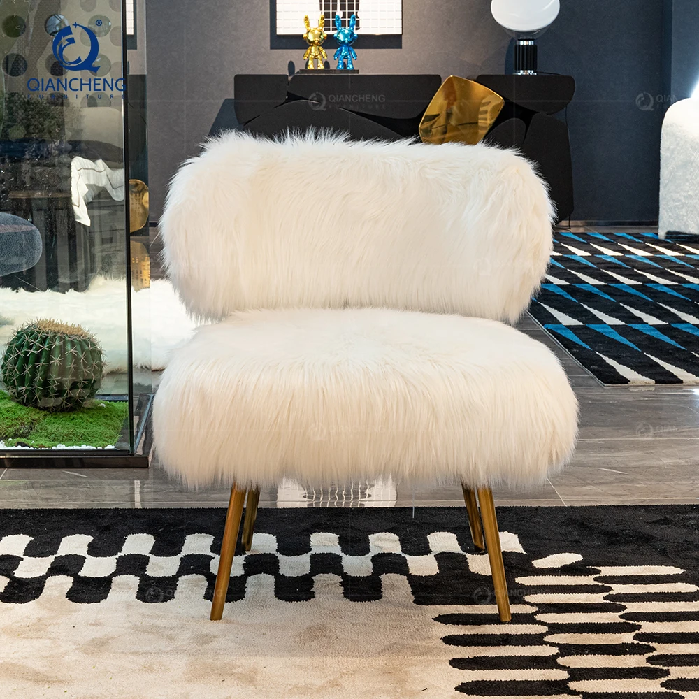 QIANCHENG Customised Lazy Living Room Comfortable Salon Couch Hospital Wool Fabric Beauty Victorian Recliner Chair