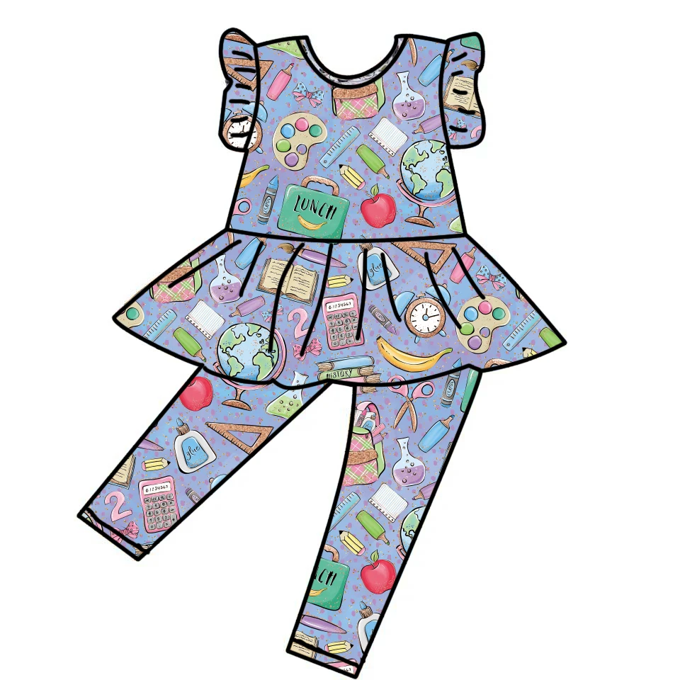 Qingli Ensembles De Vetements Pour Enfants Fille OEM Sleeveless and Long Pants With Ruffle Girls Sets