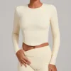 Beige-Long Sleeves tops