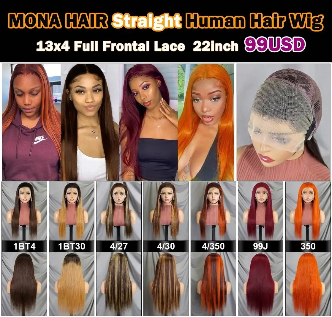 Color 4 30 bone straight vietnam human hair frontal wig Alibaba