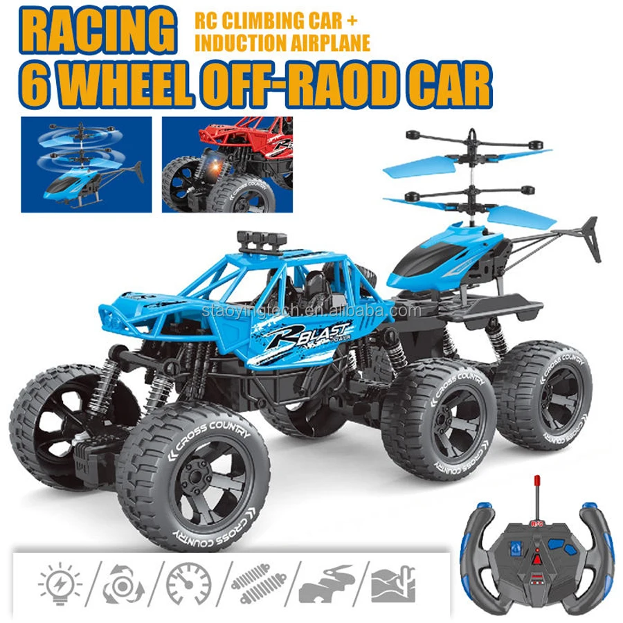 2in1 4-Channel RC Truck 6-Wheel Drift Car Indoor-Outdoor Ready-to-Go 15m Remote Control Off-Road Climbing Sensing Control