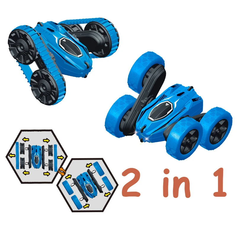 2 in 1 Twisting Arm Track Car Stunt Remote Control Car 4WD Drive Spin Drift Climbing Radio Control Stunt Toys